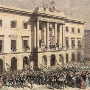 Test 73. Alcaldes de Barcelona que han fet història. Gravat de l'Ajuntament de Barcelona (circa 1870). Font Cartoteca de Catalunya Test 73. Alcaldes de Barcelona que han fet història. Gravat de l'Ajuntament de Barcelona (circa 1870). Font Cartoteca de Catalunya