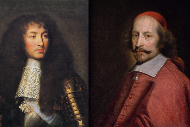 Retrats de Lluís XIV i Mazzarino, obra de Charles Le Brun i Pierre Mignard. Font Wikimedia Commons