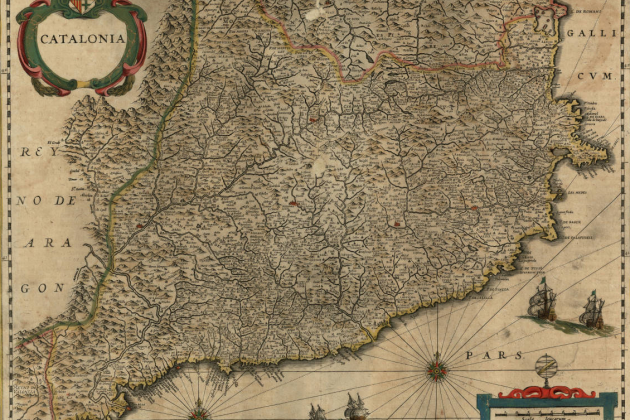Mapa de Catalunya (1647) obra de Joannes Jansonius i Henricus Hondius. Font Cartoteca de Catalunya