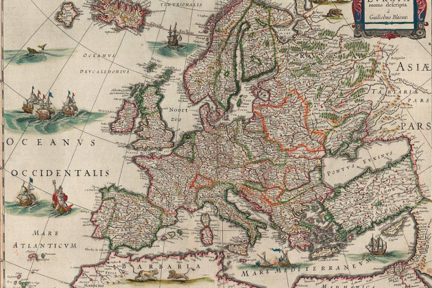 Mapa d'Europa (1650), obra de Guiljelmus Blaeu. Font Bibliothèque Nationale de France