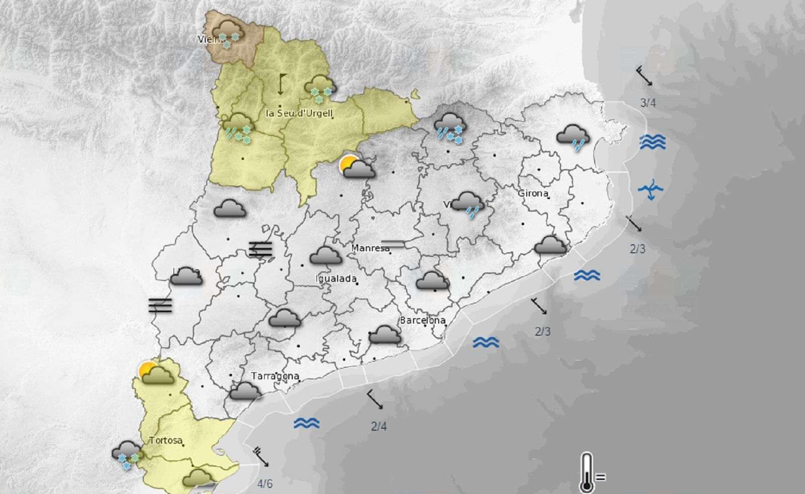 Alerta naranja por el temporal en Lleida, Tarragona y Girona