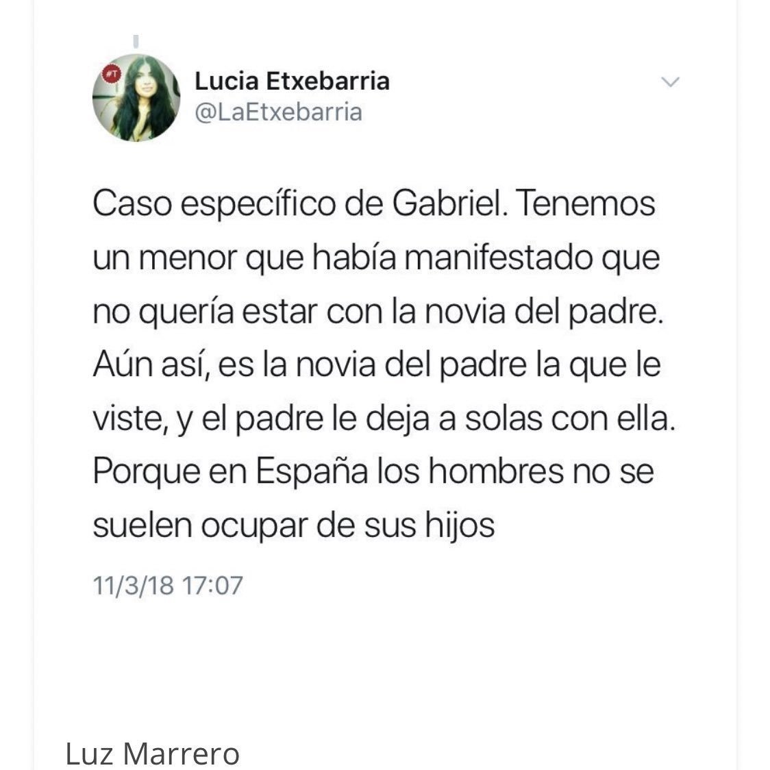Tuit Lucia Etxebarria crim Gabriel