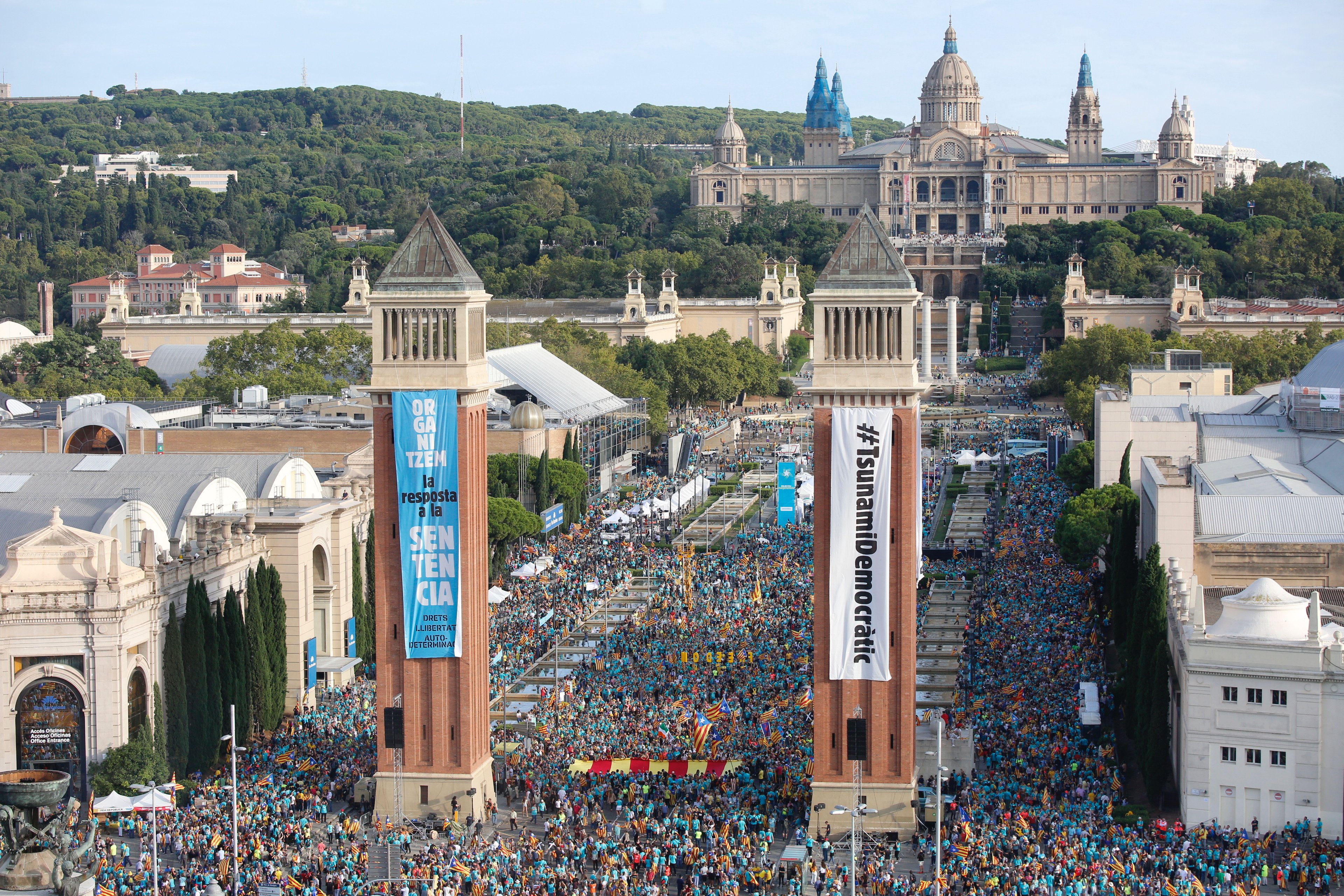 Massive Catalan independence march calls for unity as trial verdict approaches