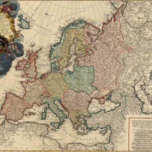 Test 75. L'exili català de 1714. Mapa d'Europa (1743), obra de Hasius. Font Cartoteca de Catalunya Test 75. L'exili català de 1714. Mapa d'Europa (1743), obra de Hasius. Font Cartoteca de Catalunya