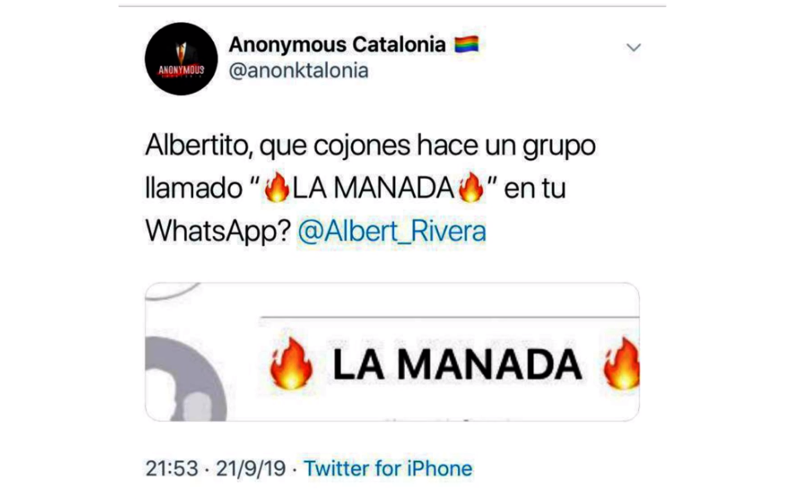 anonymous catalonia Albert Rivera La Manada @anonktalonia