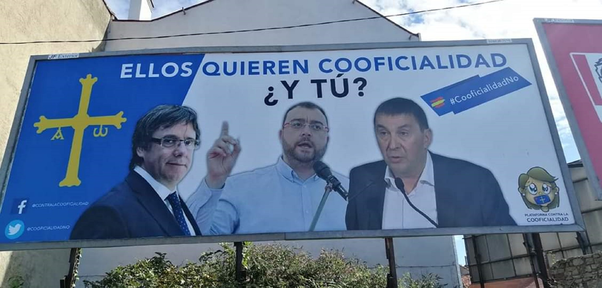 Utilizan la imagen de Puigdemont contra el reconocimiento del asturiano