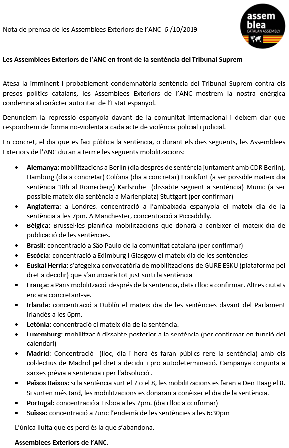 Actes ANC exterior. octubre 2019