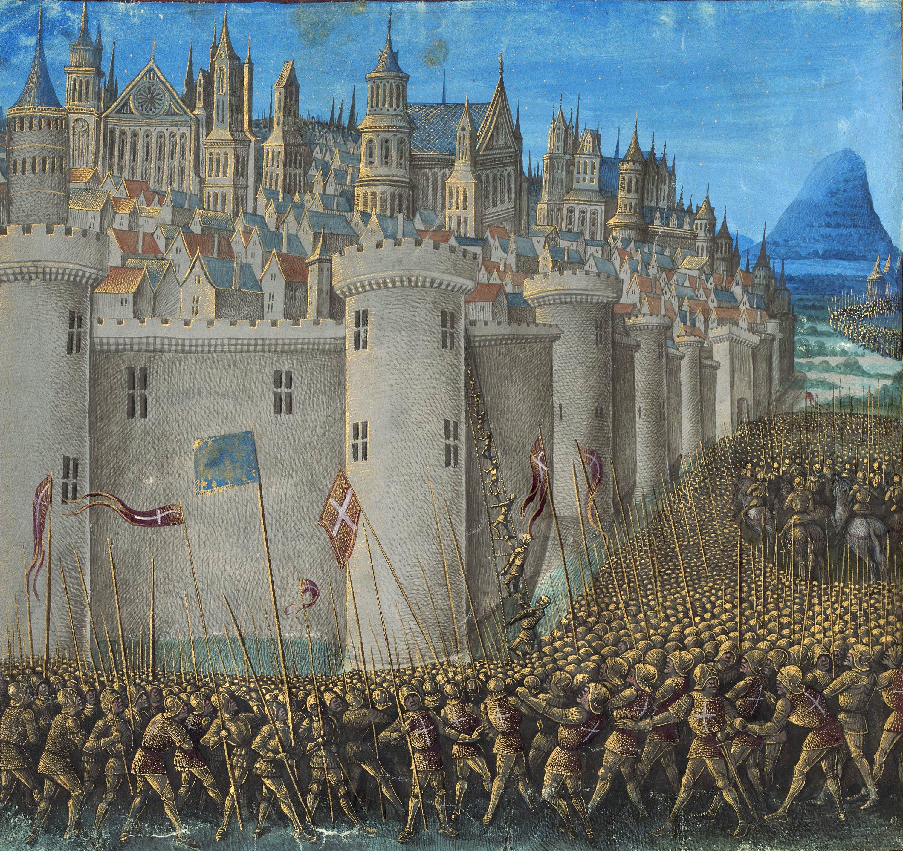 Representación del asedio de Antioquía durante la primera cruzada en una miniatura medieval croades wikimedia