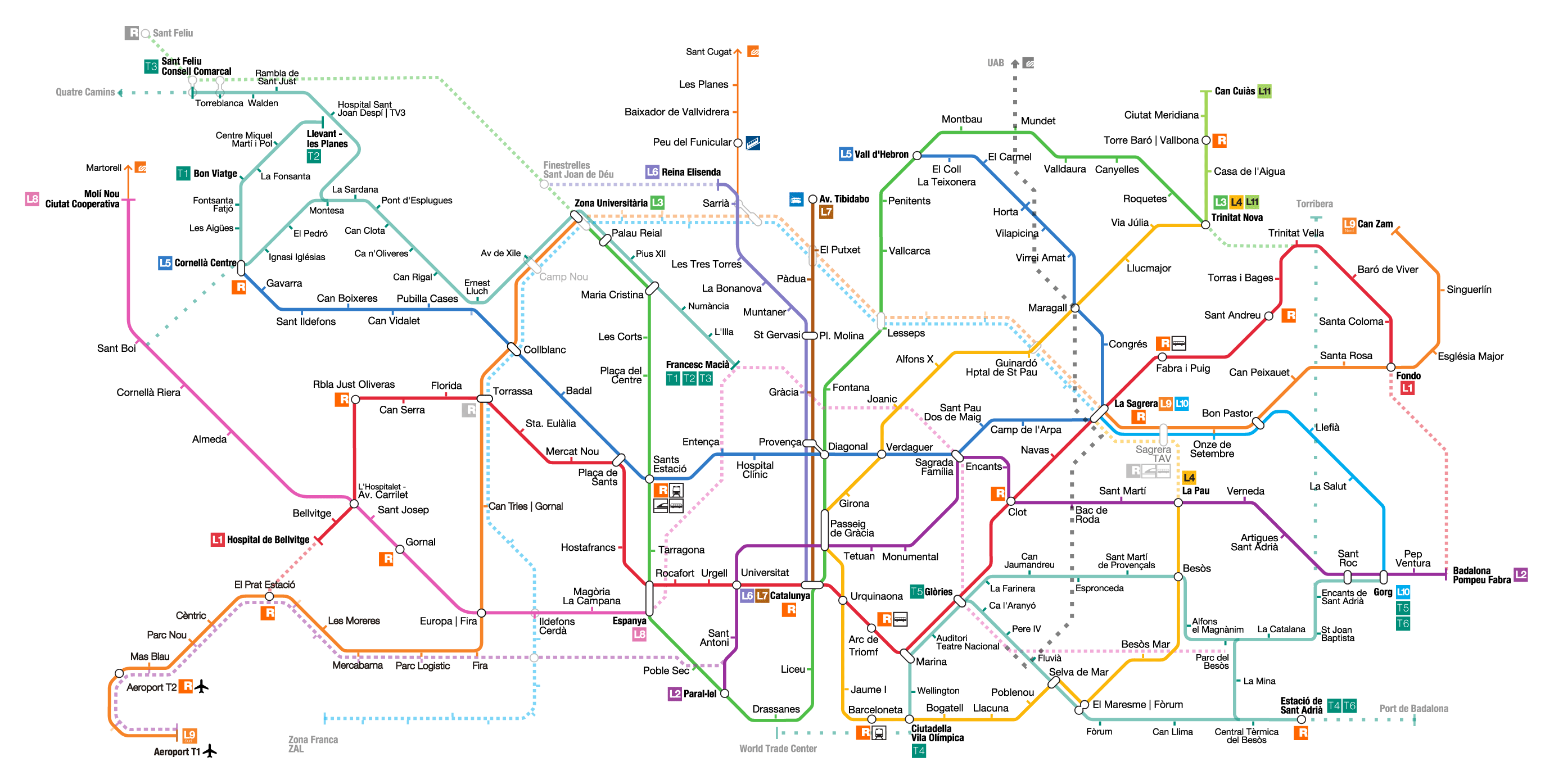 mapa linia metro barcelona Restablecido el servicio de la línea 2 entre La Pau y Badalona 