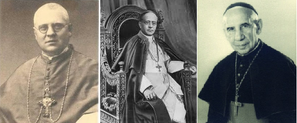 Los obispos Irurita, Diaz Gomara i Modrego. Fuente Infocatólica