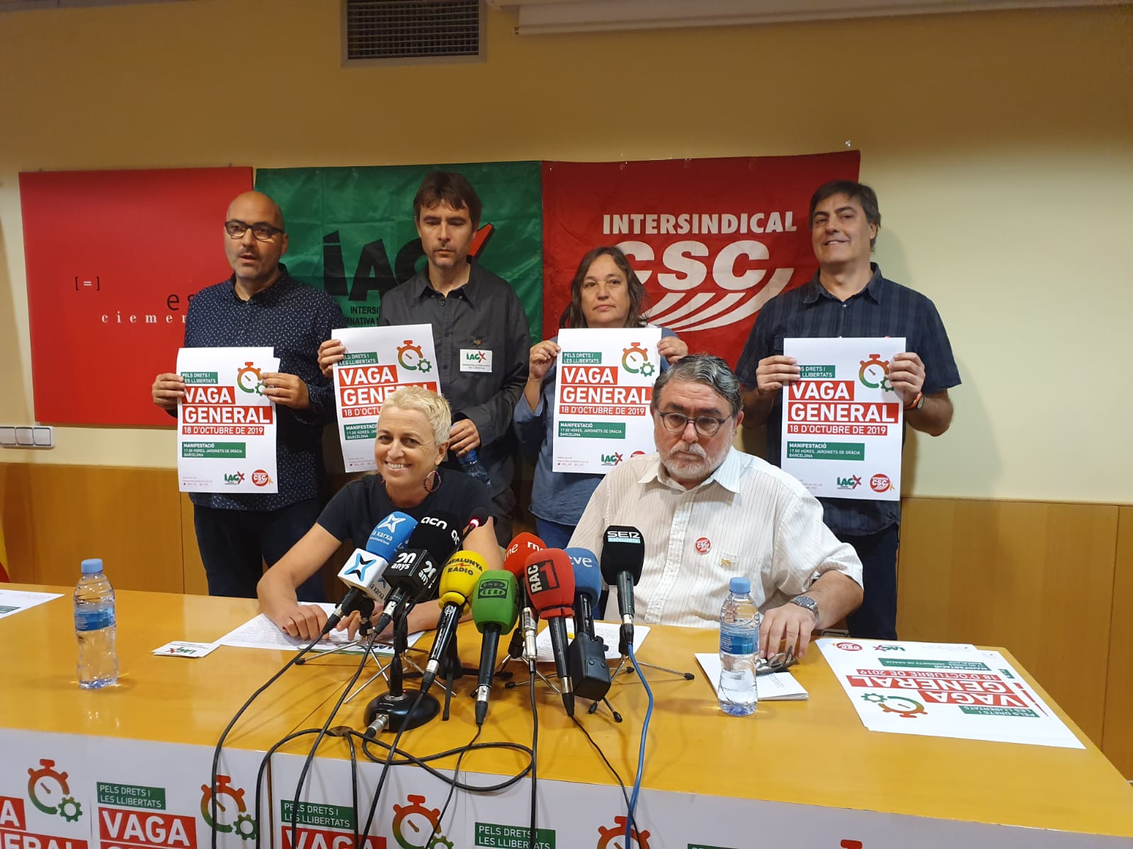 La Intersindical i la IAC ratifiquen la vaga general pel divendres 18 d'octubre