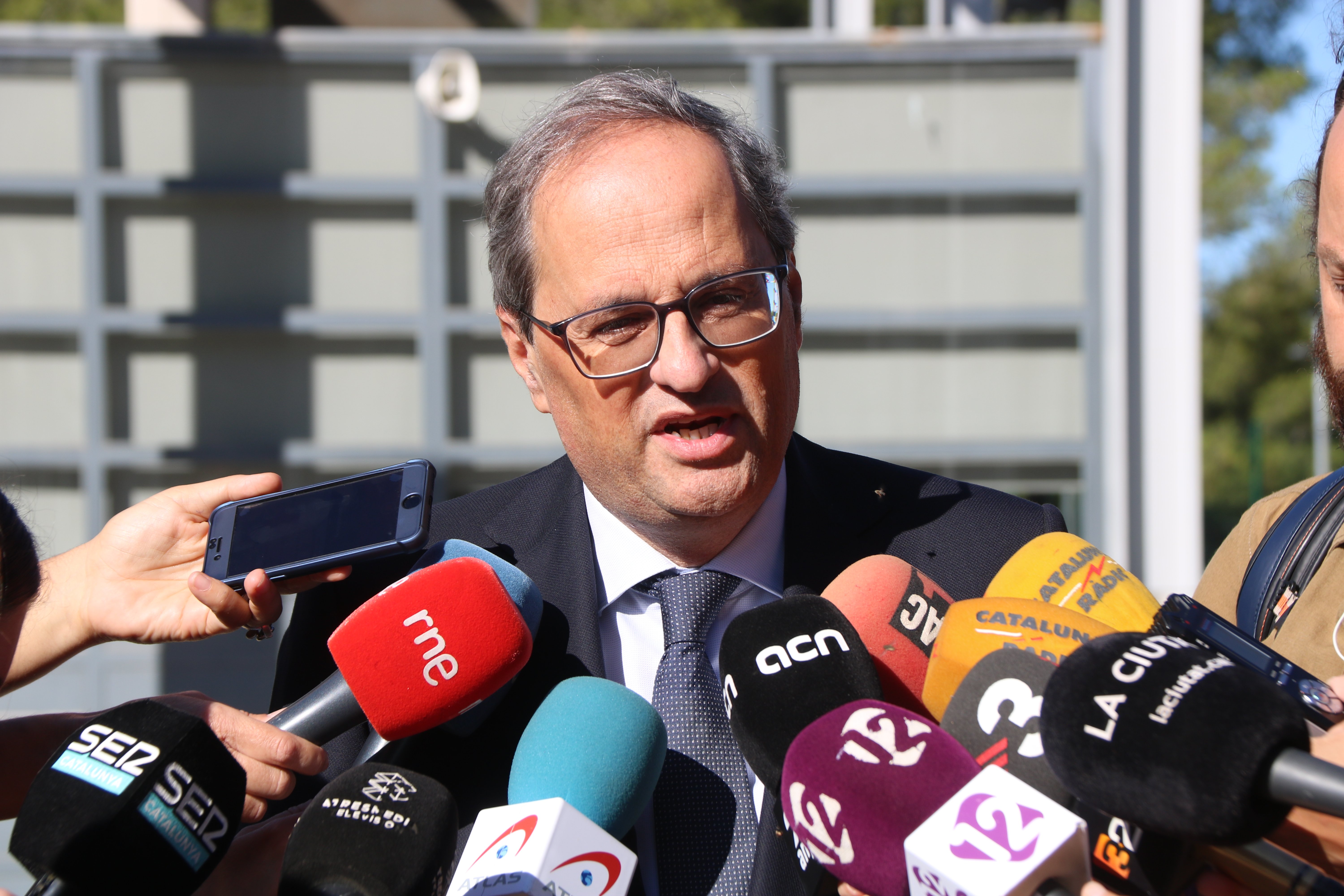 El president Torra compareix aquesta matinada després dels incidents a Catalunya