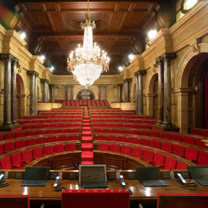 Comencen les obres d'habilitació del Parlament de Catalunya. Fotografia de l'hemicicle del Parlament. Font Parlament de Catalunya Comencen les obres d'habilitació del Parlament de Catalunya. Fotografia de l'hemicicle del Parlament. Font Parlament de Catalunya
