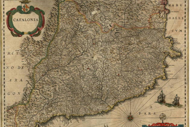 Mapa de Catalunya (1642). Fuente Cartoteca de Catalunya