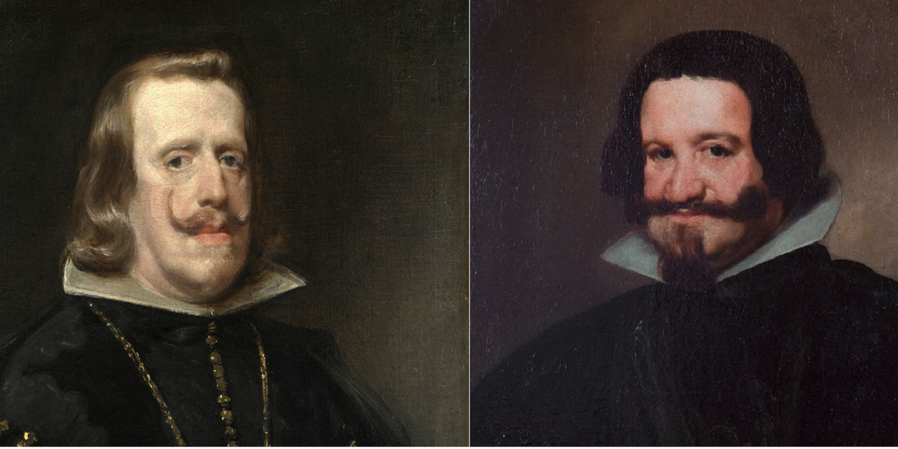 Retratos del rey Felipe IV y del conde duque de Olivaste. Fuente Wikimedia Commons