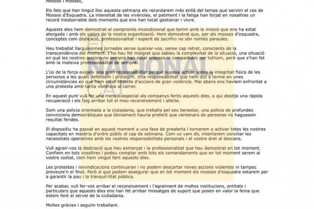 Carta mossos sallent - El Nacional