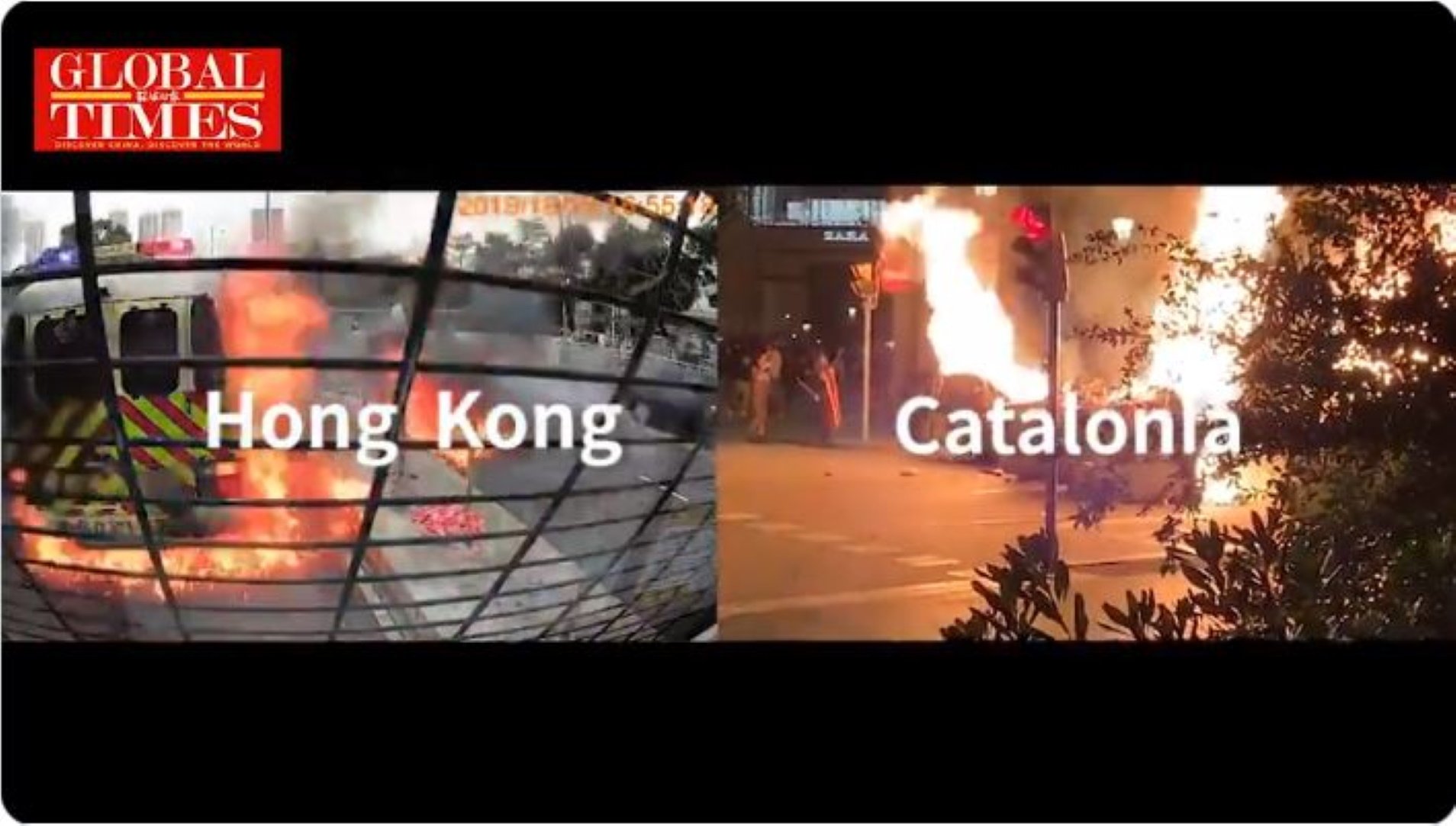 El govern xinès reacciona a una manifestació procatalana carregant contra Occident