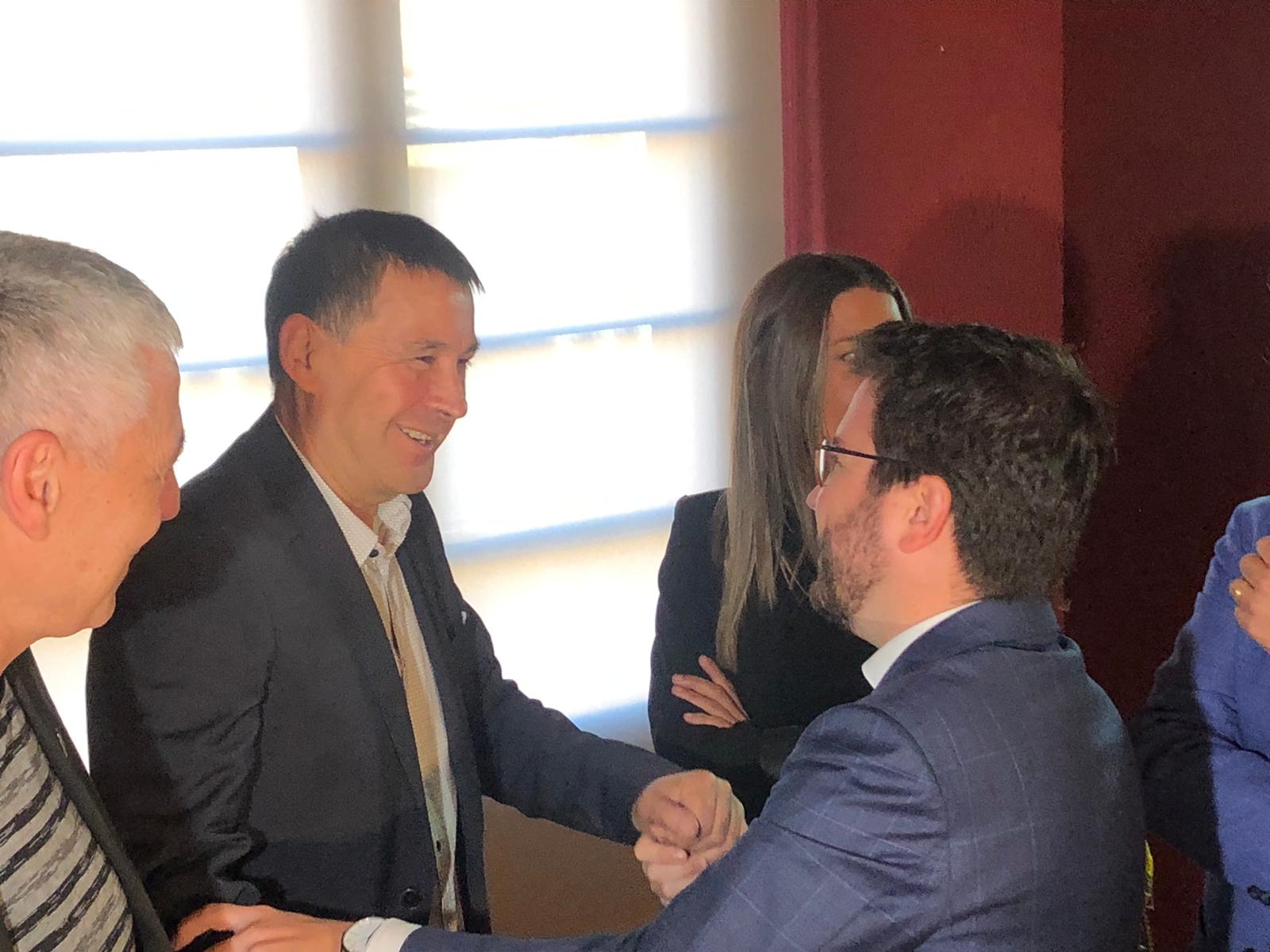 Pere Aragonès Arnaldo Otegi Declaració Llotja de Mar Marina Fernàndez Pere Aragonès Arnaldo Otegi Declaració Llotja de Mar Marina Fernàndez