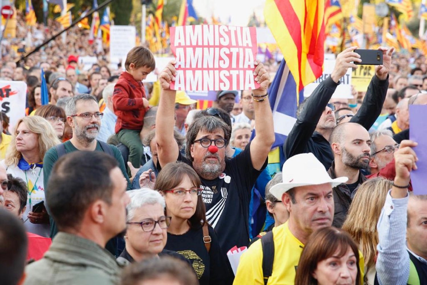 Eco internacional de la manifestación "Per la Llibertat" de Barcelona