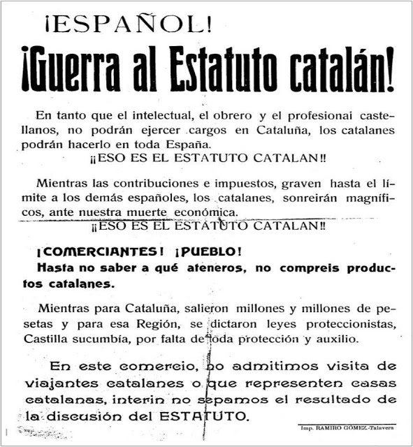 Pasquí contra l'Estatut de Catalunya de 1932. Font Wikimedia Commons