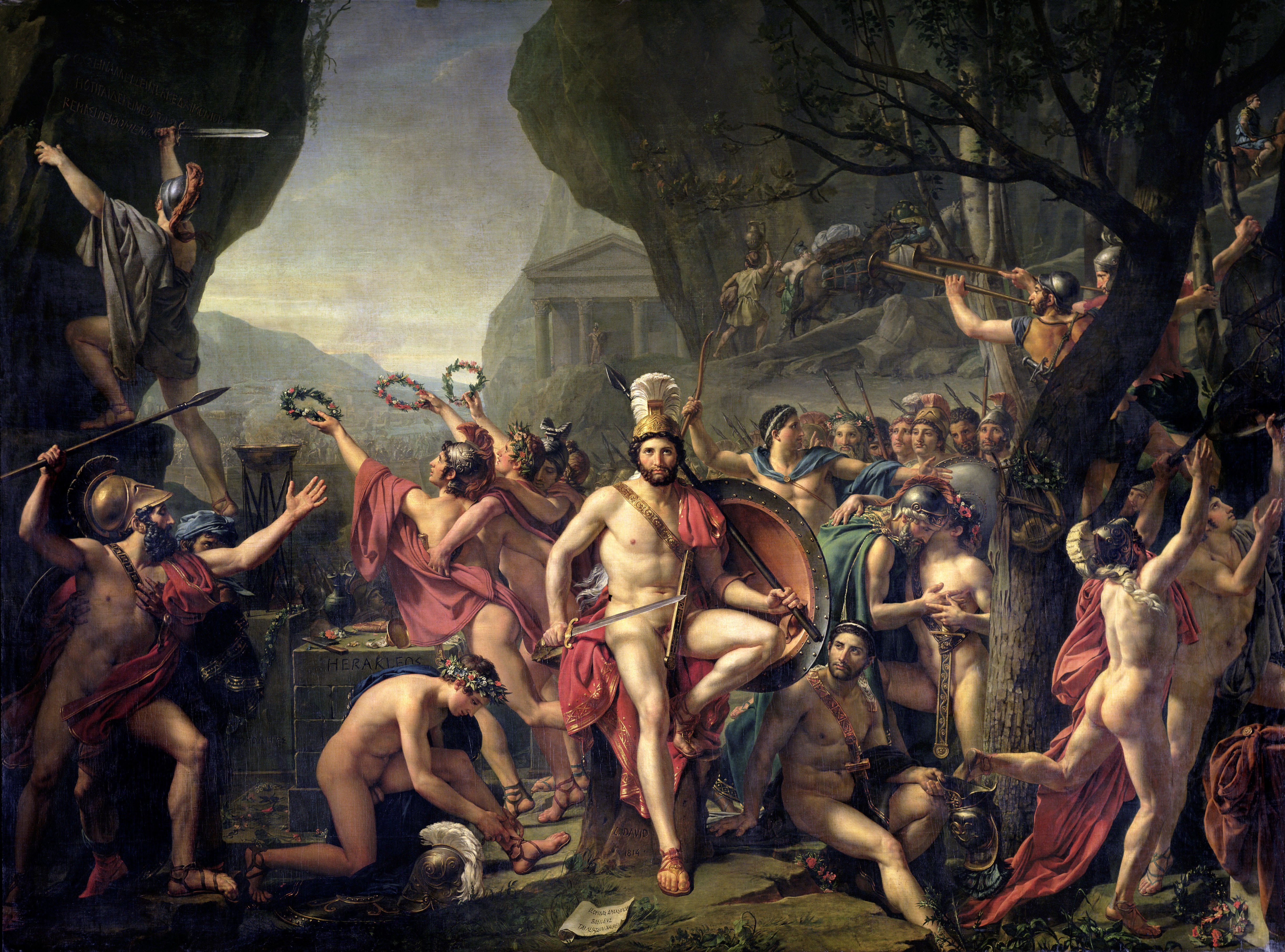 foc persa Leónidas en las Termópilas, por Jacques Louis David wikipedia