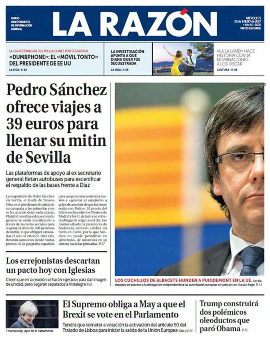 La Razón prova d'eclipsar Puigdemont amb... ganivets d'Albacete