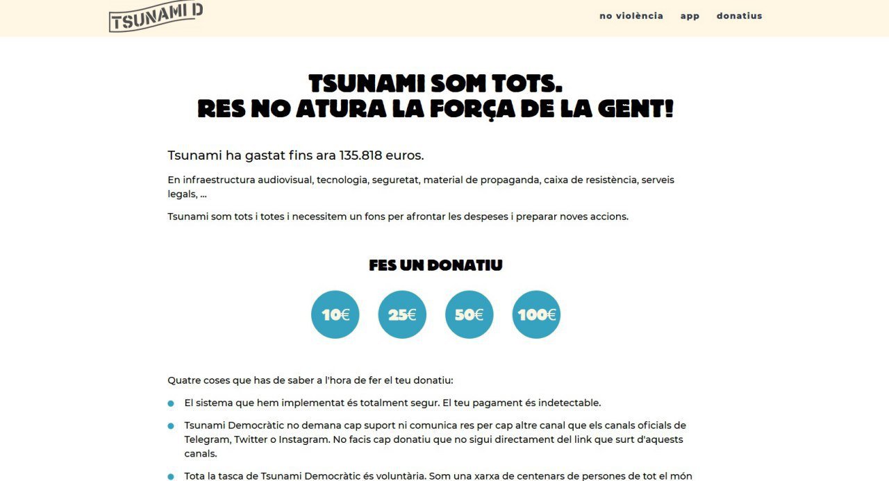 Donaciones Tsunami Democrático