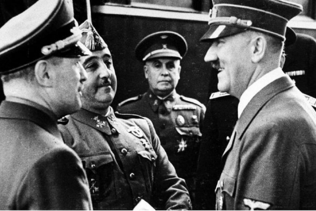 Franco i Hitler a la conferència de Hendaia, pocs dies després de l'afusellament de Companys. Font The Guardian