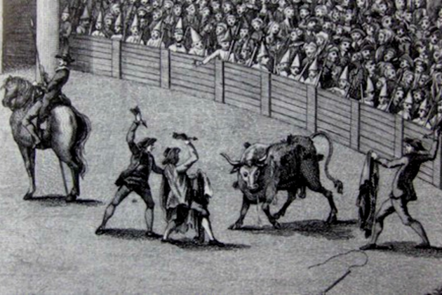 Bous. Gravat corrida de toros del segle XVII