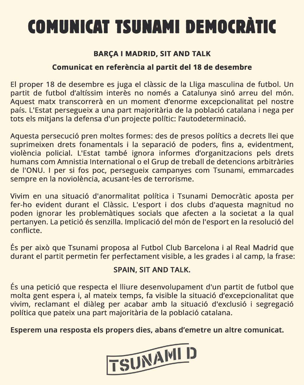 TSUNAMI DEMOCRATIC BARCA MADRID