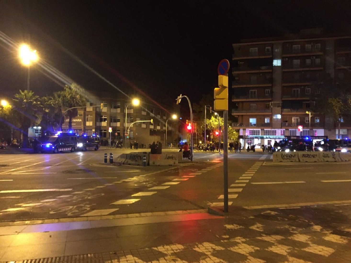 Forta presència dels Mossos a la Meridiana