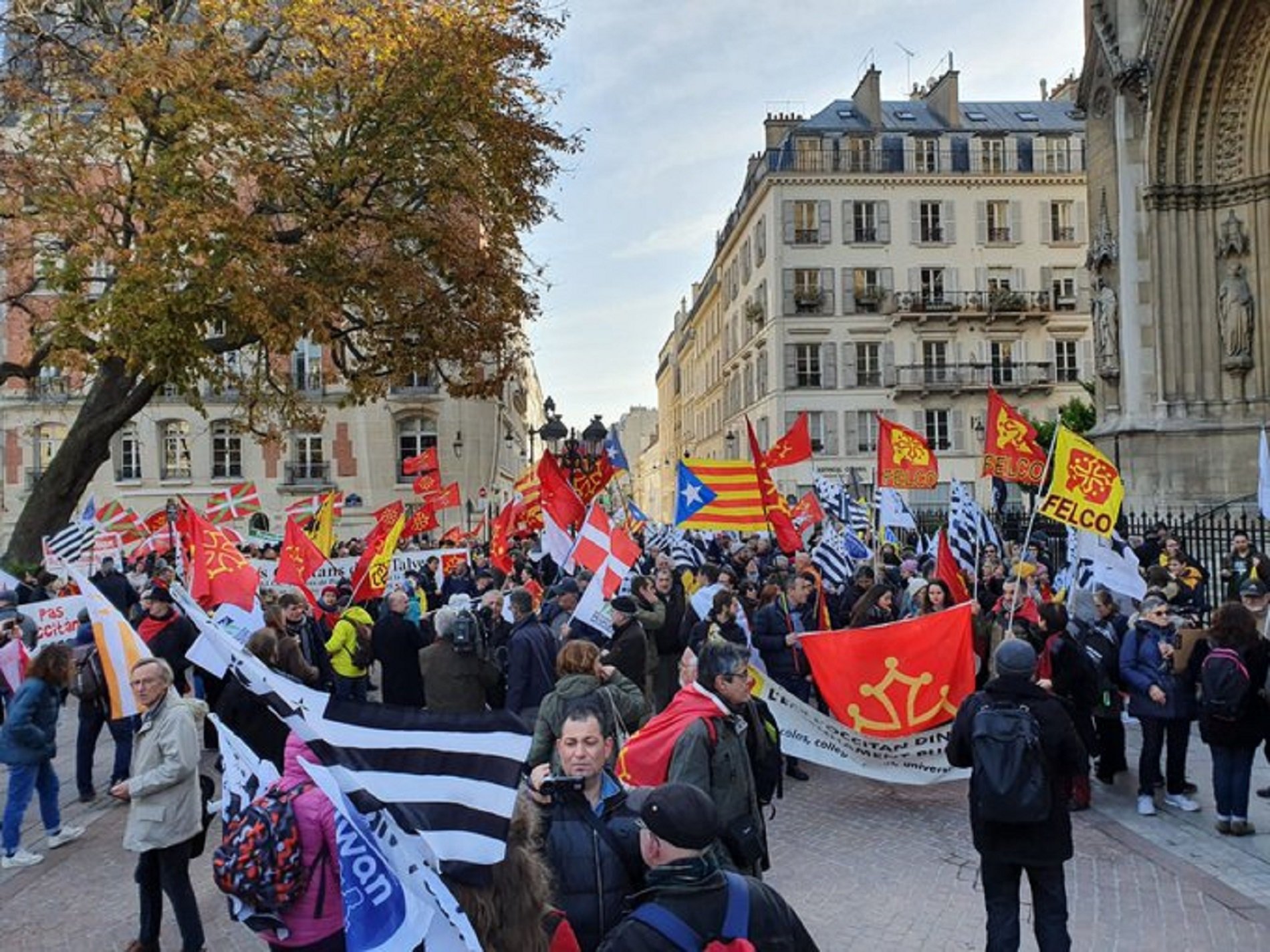 Protesta a París en defensa del català i les llengües minoritzades