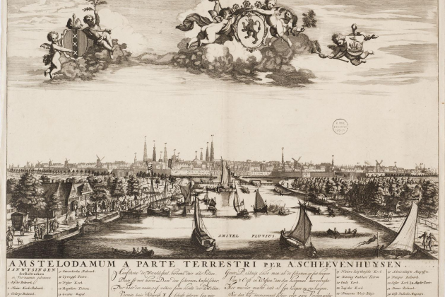 Grabado de Amsterdam (1700). Fuente Wikimedia Commons