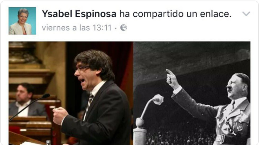 Una dirigente del PP insulta a Puigdemont comparándolo con Hitler