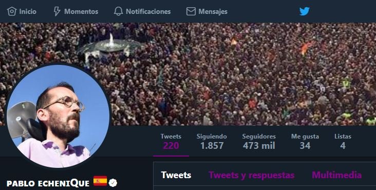 cuenta twitter Pablo Echenique @pnique