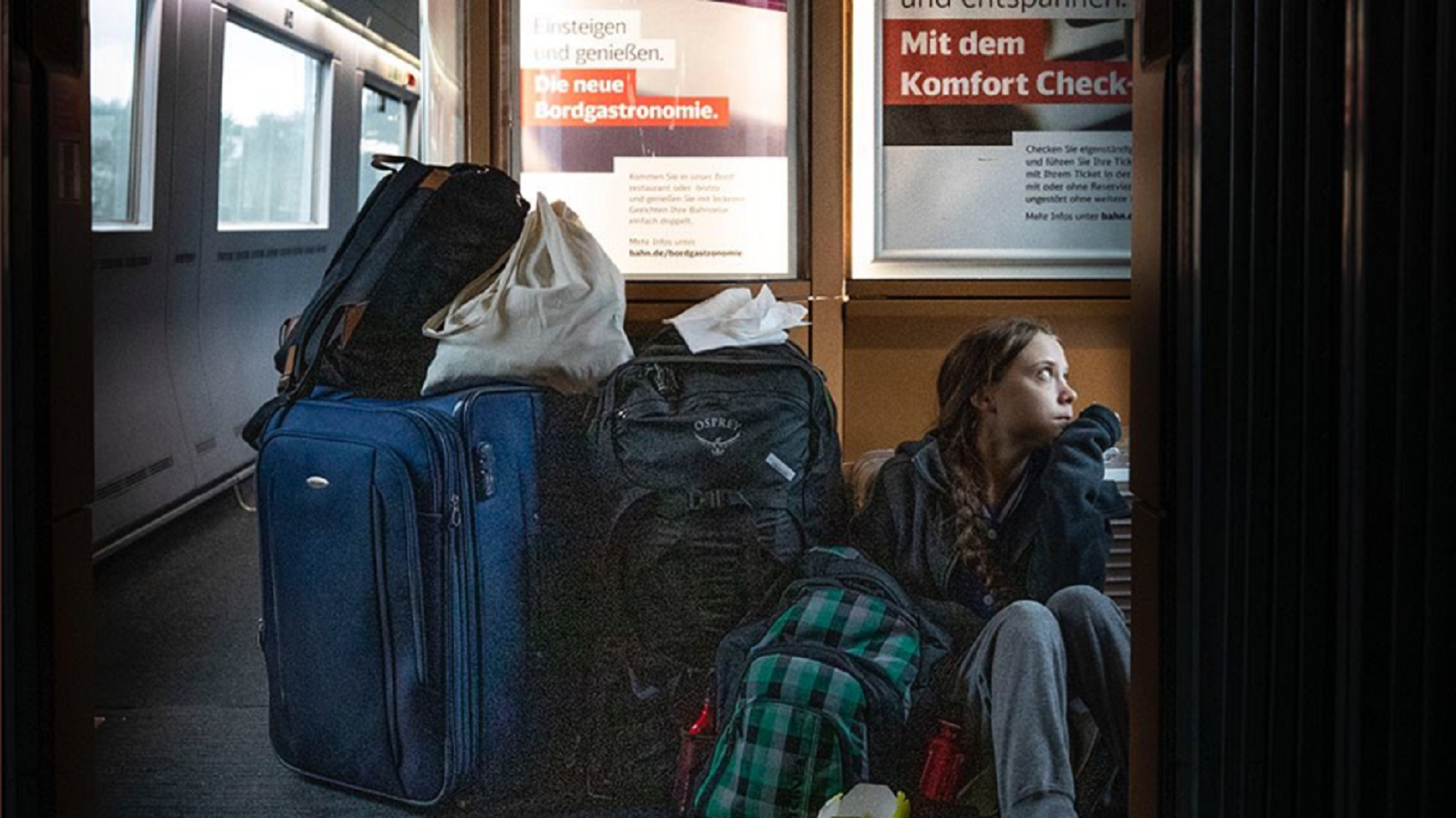 Revuelo por una foto de Greta Thunberg en los trenes alemanes