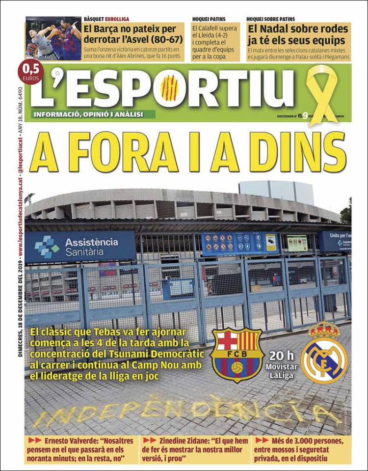 L'Esportiu Portada 18 12 2019 L'Esportiu Portada 18 12 2019