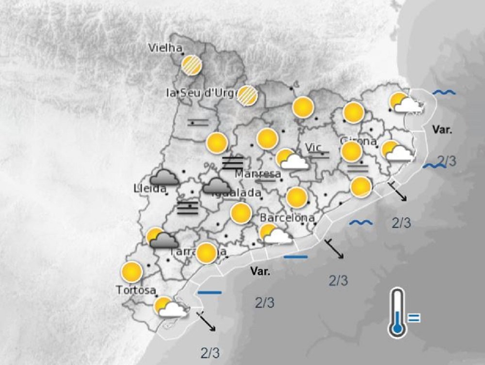 predicció meteo dijous 2 de gener Meteocat