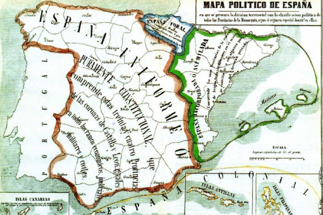 Mapa polític d'Espanya (1854). Font Biblioteca Nacional de España