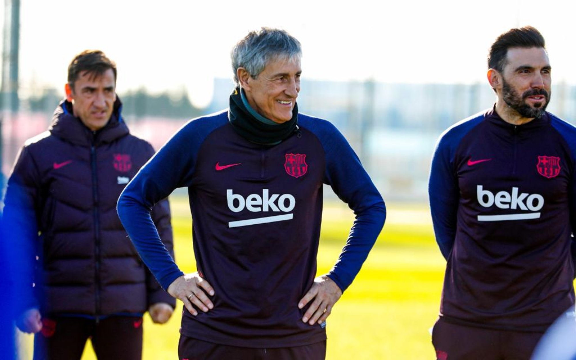 Setién dirige su primer entrenamiento en el Barça