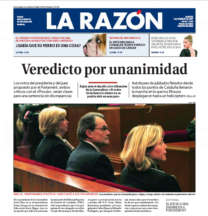 'La Razón' adelanta el veredicto del juicio y otras 'perlas' de la prensa de Madrid