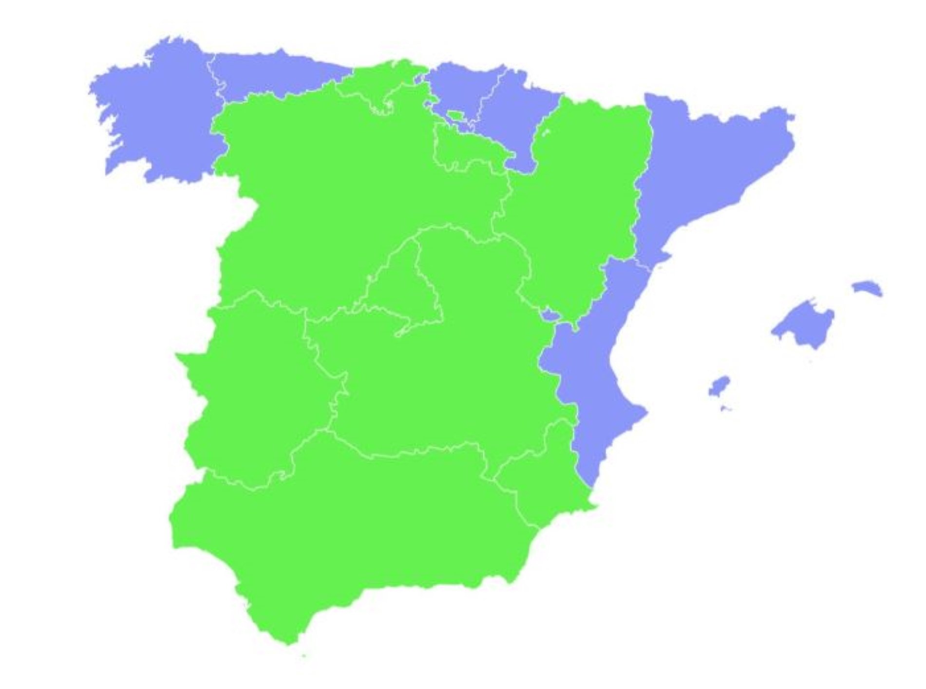 This would be the voting of each autonomous community if the choice were only Abascal or Puigdemont