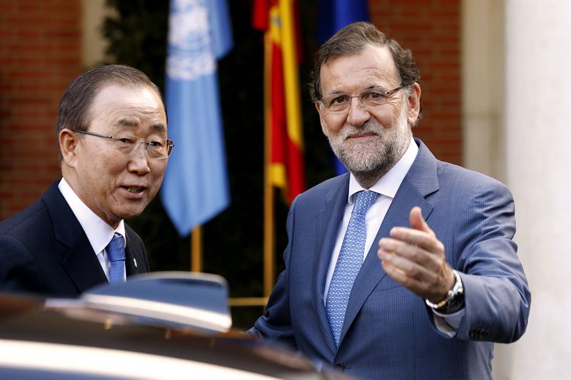 Rajoy recibió Bando Ki Moon en el Palacio Real de Madrid / EFE