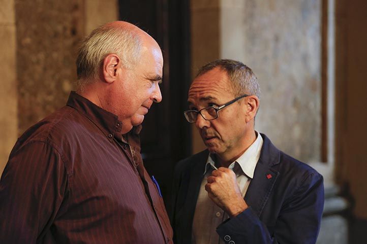 Barcelona / Parlament / 07-10-15 / Joan Coscubiela i Lluis Rabell durant un contacte informatiu de Catalunya Sí Que es Pot al Parlament. / Foto: Sergi Alcazar Badia