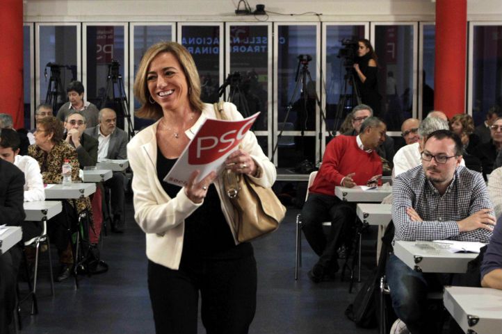 Carme Chacón en el consejo nacional del PSC que ha ratificado la lista en las generales ./ EFE