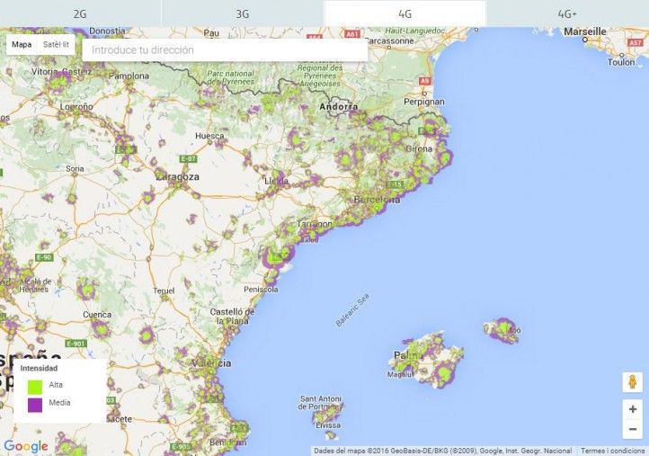 Mapa de cobertura 4G a Catalunya amb Movistar / movistar.es