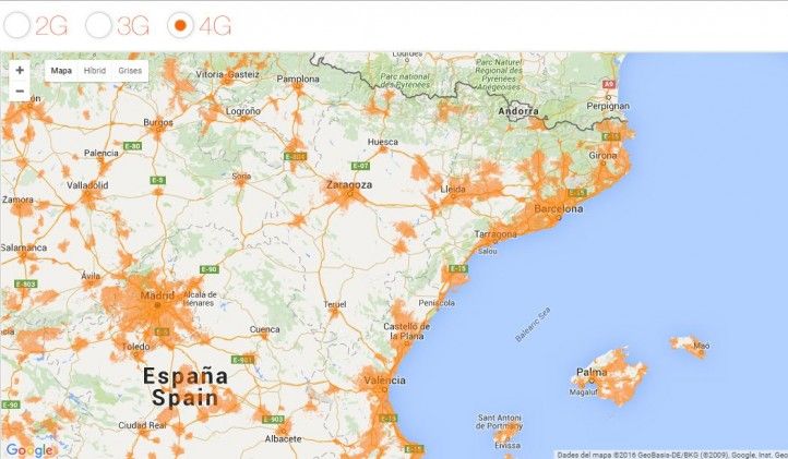 Mapa de cobertura 4G amb Orange a Catalunya / orange.es
