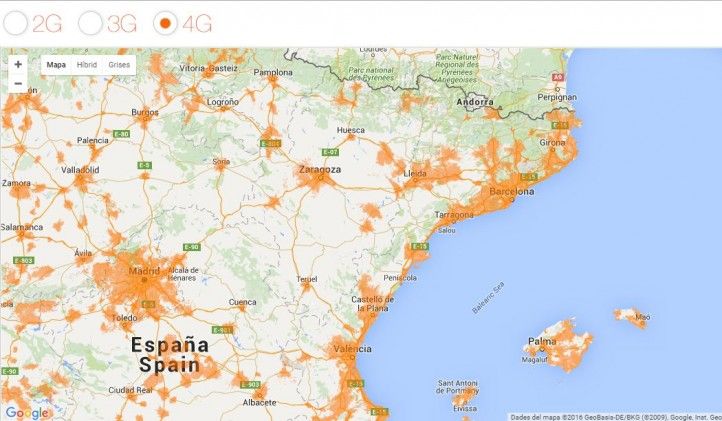 Mapa de cobertura 4G con Orange en Cataluña / orange.es
