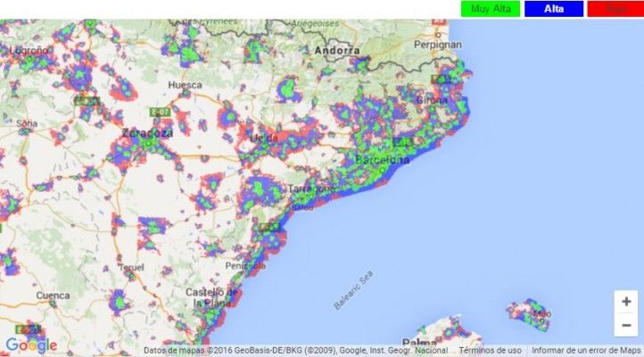Mapa de cobertura 4G con Vodafone en Cataluña / vodafone.es